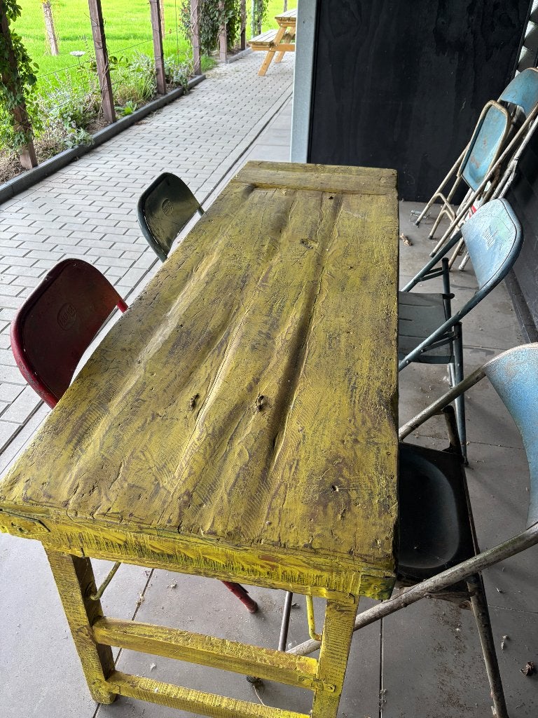 Vintage, Ophalen, Hout, Geel, Gebruikt