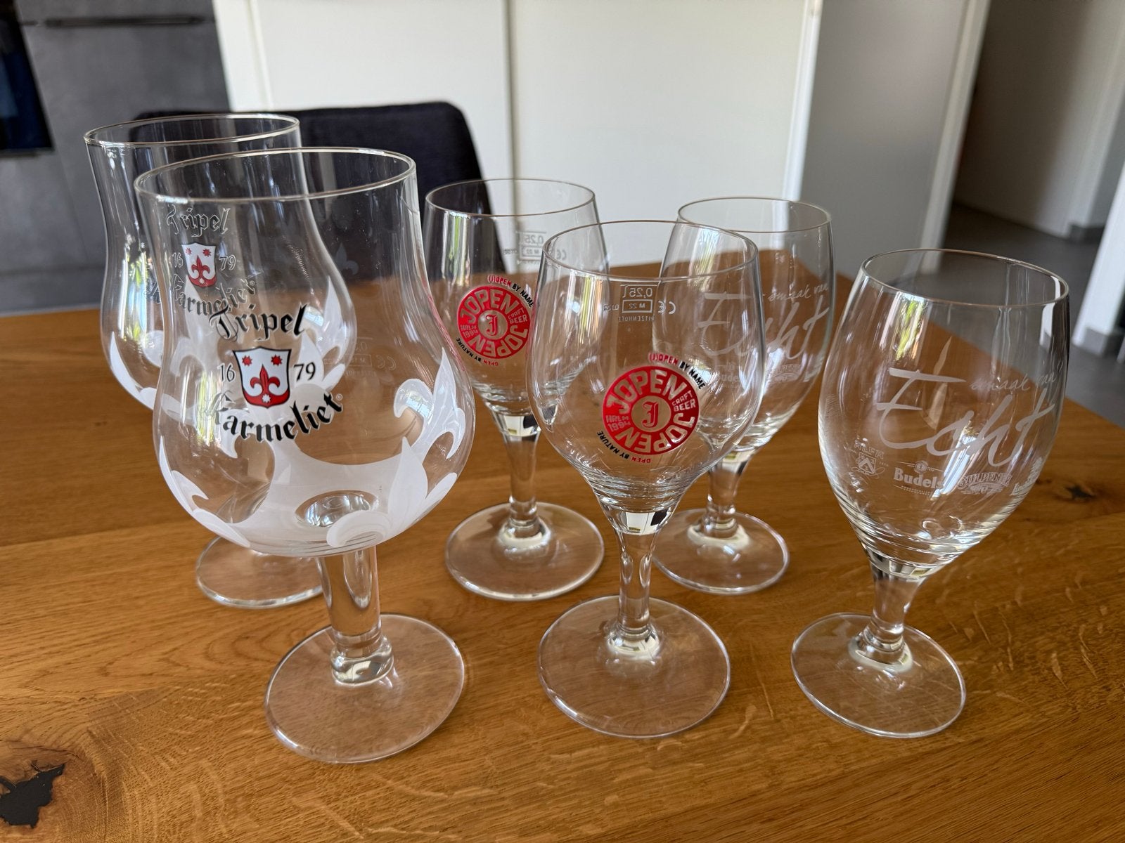 Bierglazen: Tripel Karmeliet, Jopen, Echt, Ophalen of Verzenden