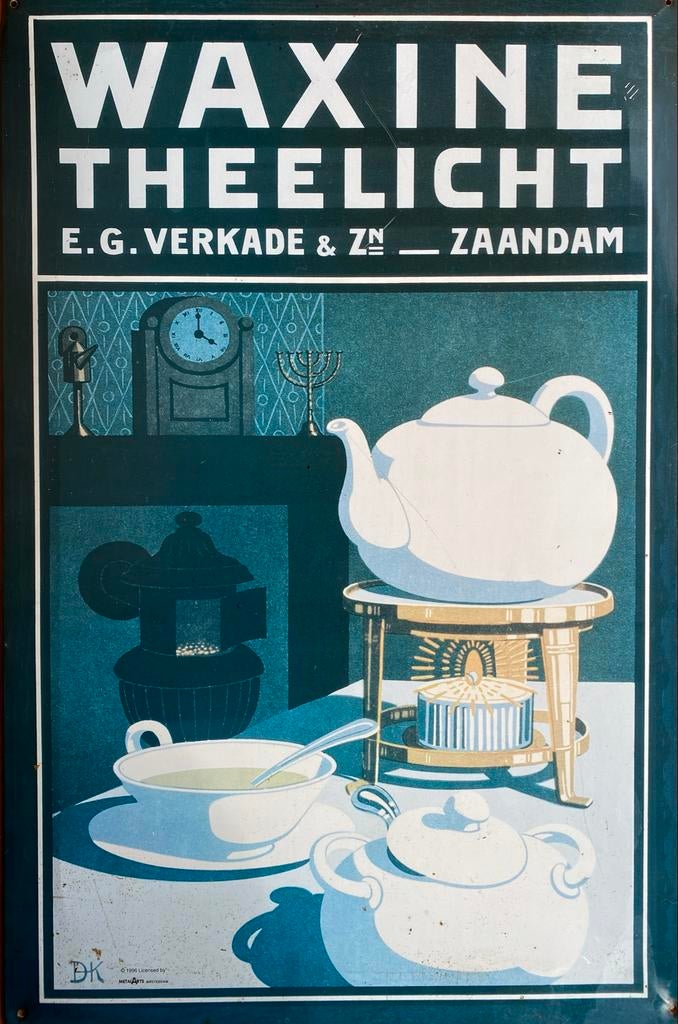 Vintage Waxine Theelicht reclamebord E.G. Verkade & Zn, Verzamelen, Merken en Reclamevoorwerpen, Ophalen of Verzenden, Gebruikt