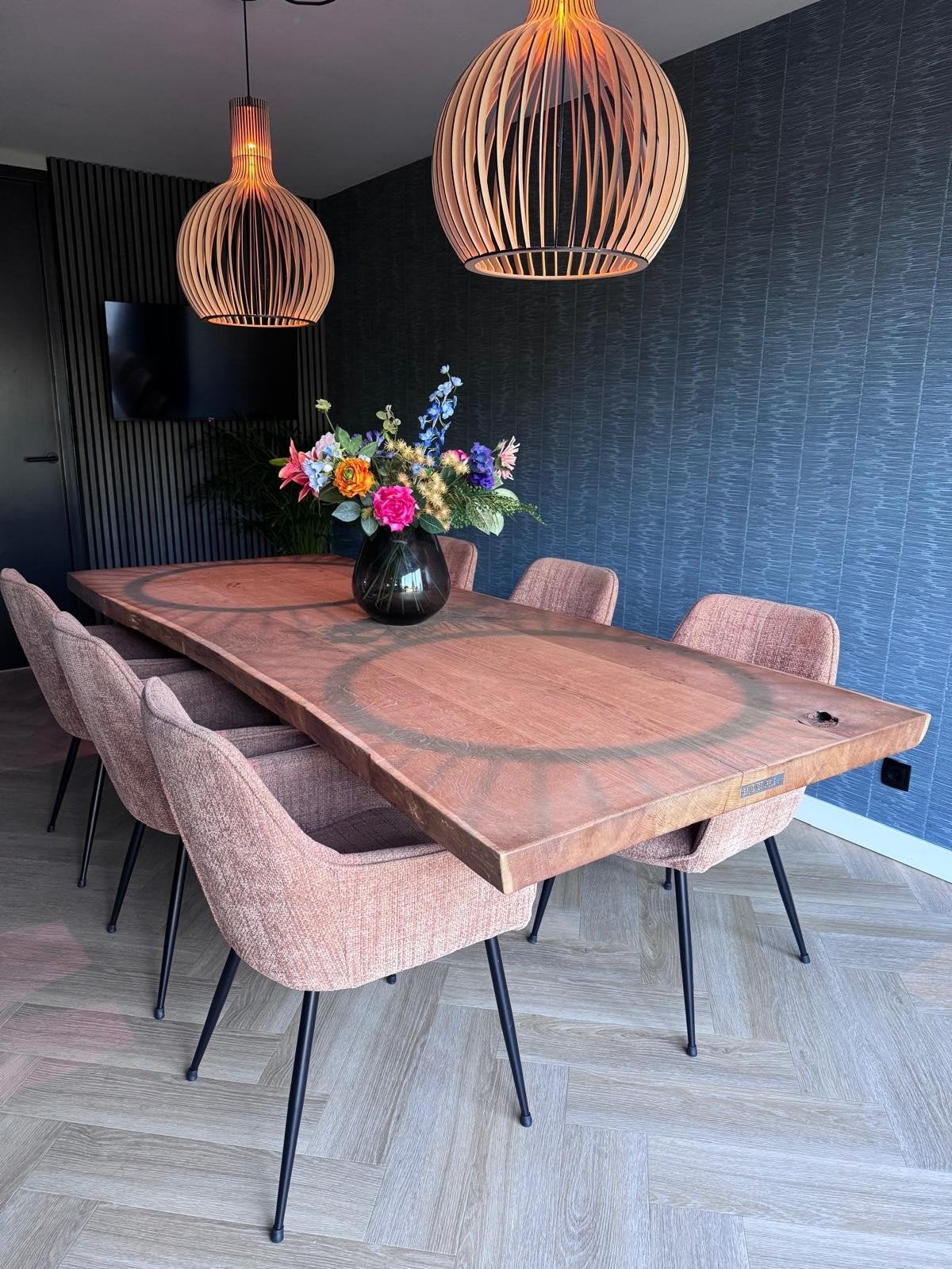Set van 6 eetkamerstoelen, Gebruikt, Overige kleuren, Ophalen of Verzenden, Stof