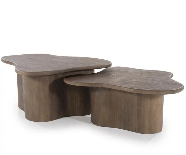 Salontafel set By Boo Fall, mangohout, bruin (2 stuks), Huis en Inrichting, Overige materialen, 50 tot 100 cm, Moderne, Japandi- of hotelchique-stijl
