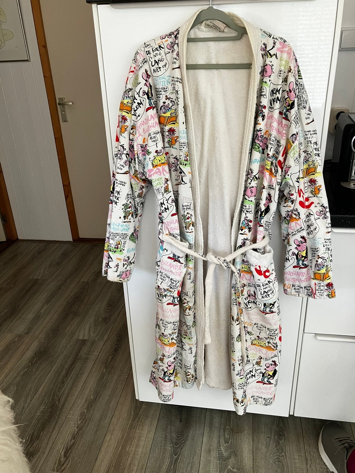 Heren badjas met strips van Hein Kort, Ophalen, Gedragen, Maat 56/58 (XL)