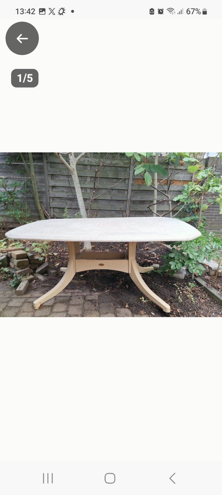 Stevige Hartman Tuintafel. Soortgelijk model., Tuin en Terras, Ophalen, Gebruikt, Ovaal, Kunststof