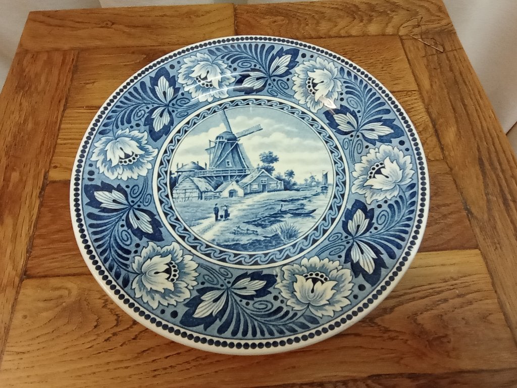 Delfts Blauw Wandbord - Molenlandschap, Antiek en Kunst, Ophalen of Verzenden