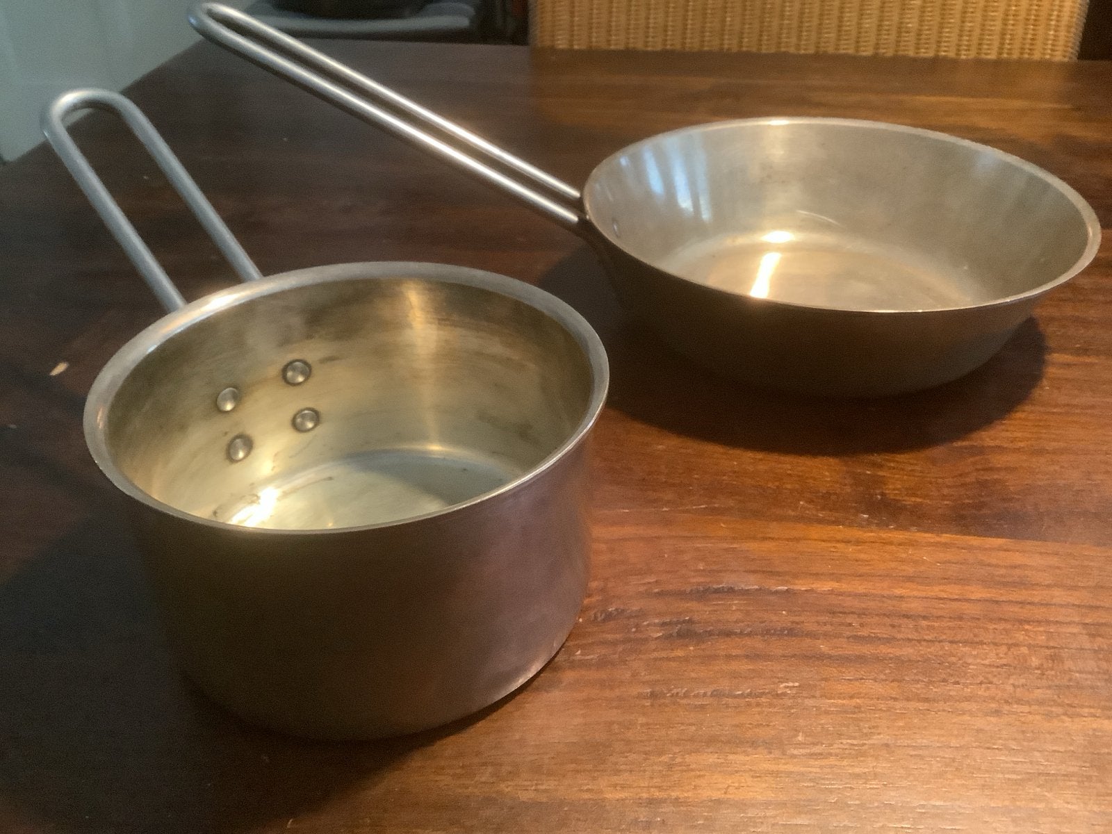 Koperen pannenset - Kookpan en Koekenpan, Ophalen of Verzenden, Gebruikt, Overige materialen, Pannenset