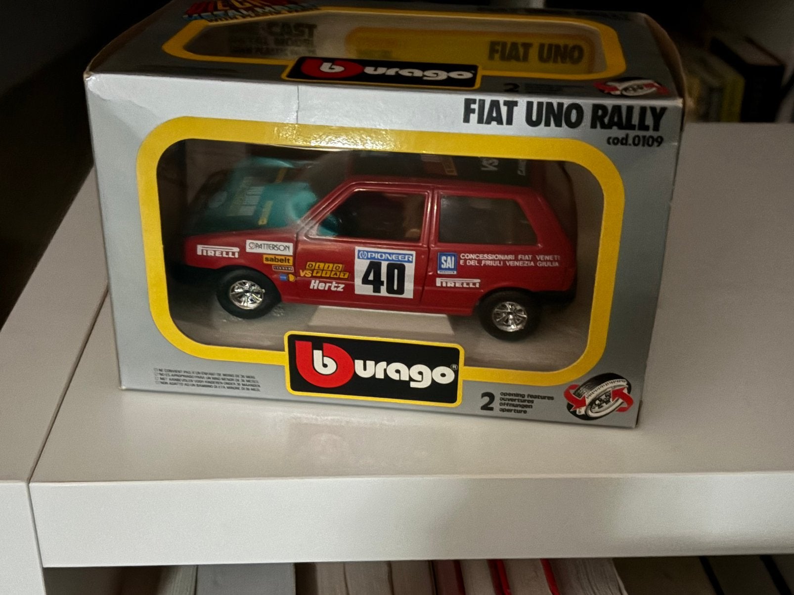 Vintage Bburago Fiat Uno Rally #40 1:24 in doos, Ophalen of Verzenden, Zo goed als nieuw, Bburago