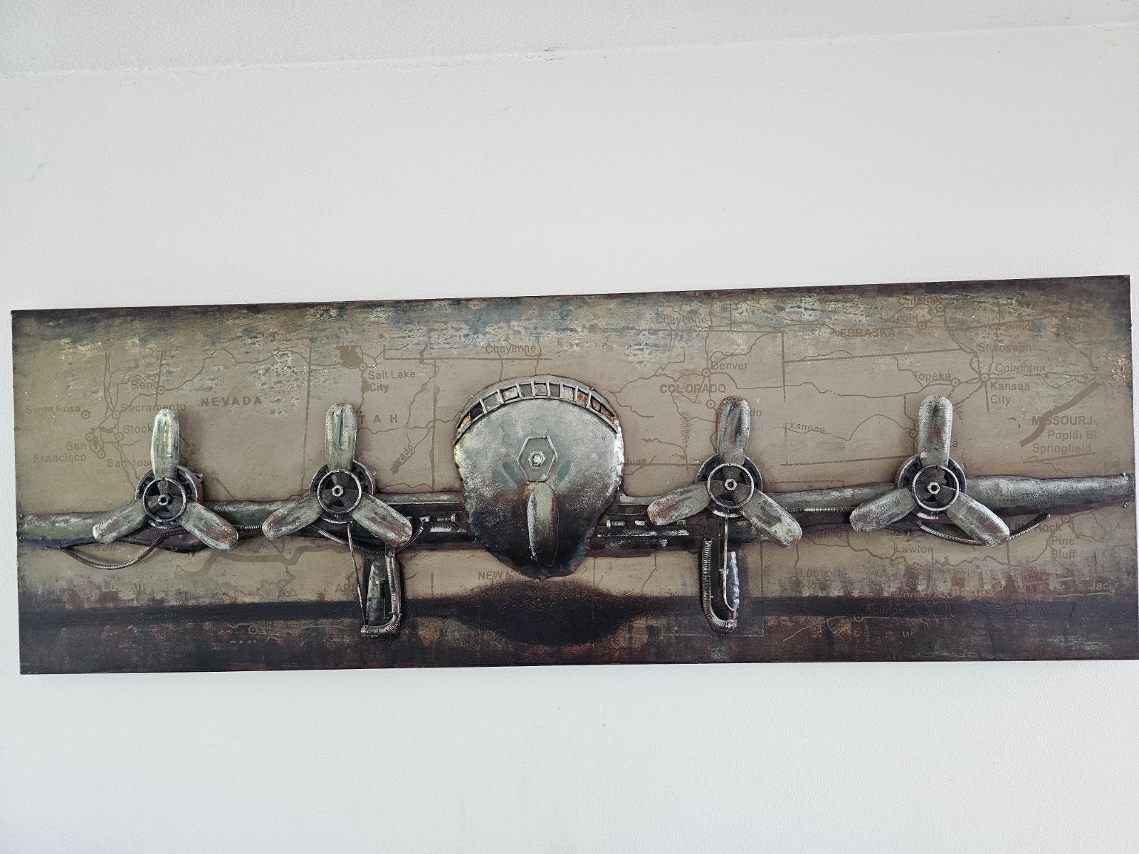Uniek Vliegtuig Wanddecoratie - Industrieel Design, Ophalen, Metaal, Industrieel, Meerkleurig