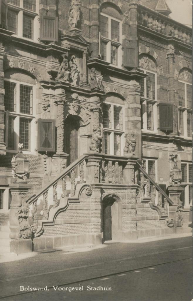 Bolsward  Voorgevel  Stadhuis  1958, Verzenden, 1940 tot 1960, Ongelopen, Friesland