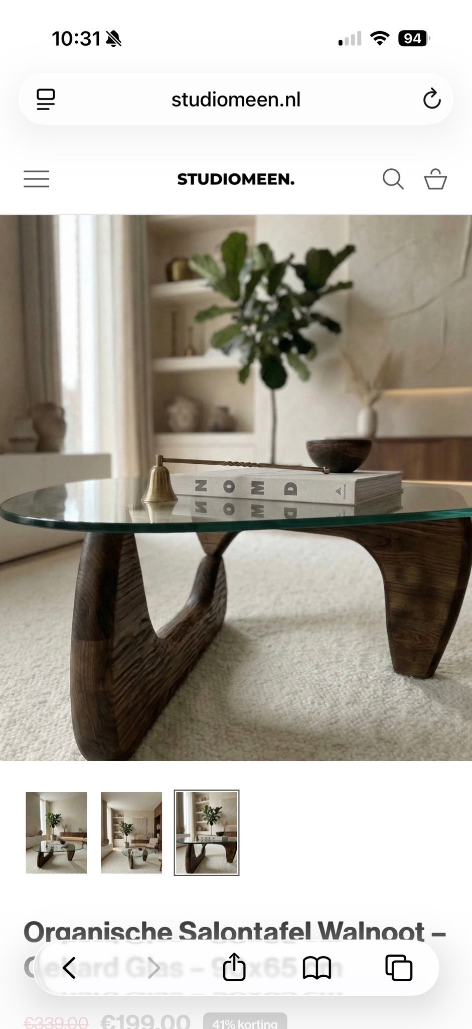 Salontafel Studiomeen 90x65 - Nieuw in doos, Huis en Inrichting, Tafels | Salontafels, Ophalen, Japandi, 100 tot 150 cm, Nieuw