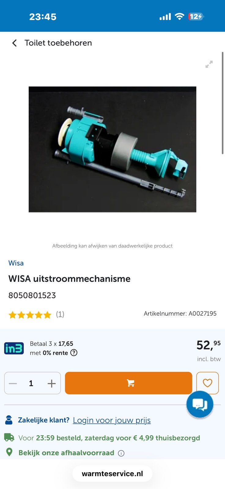 Wisa Vlotterkraan en Uitstroommechanisme - Nieuw in verpakki, Ophalen of Verzenden, Nieuw, Toilet