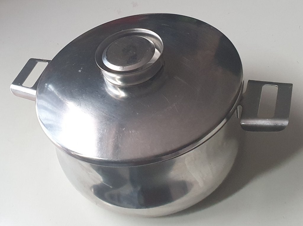Demeyere silvinox kookpan  doorsnee 20cm,geen inductie, Ophalen, Demeyere, Gebruikt, Met deksel