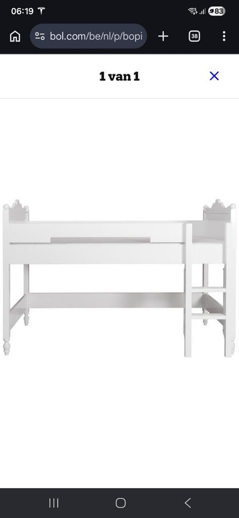Bopita Belle hoogslaper 90x200 met bureau en accessoirebak, Kinderen en Baby's, Kinderkamer | Bedden, Ophalen, Gebruikt, 180 cm of meer