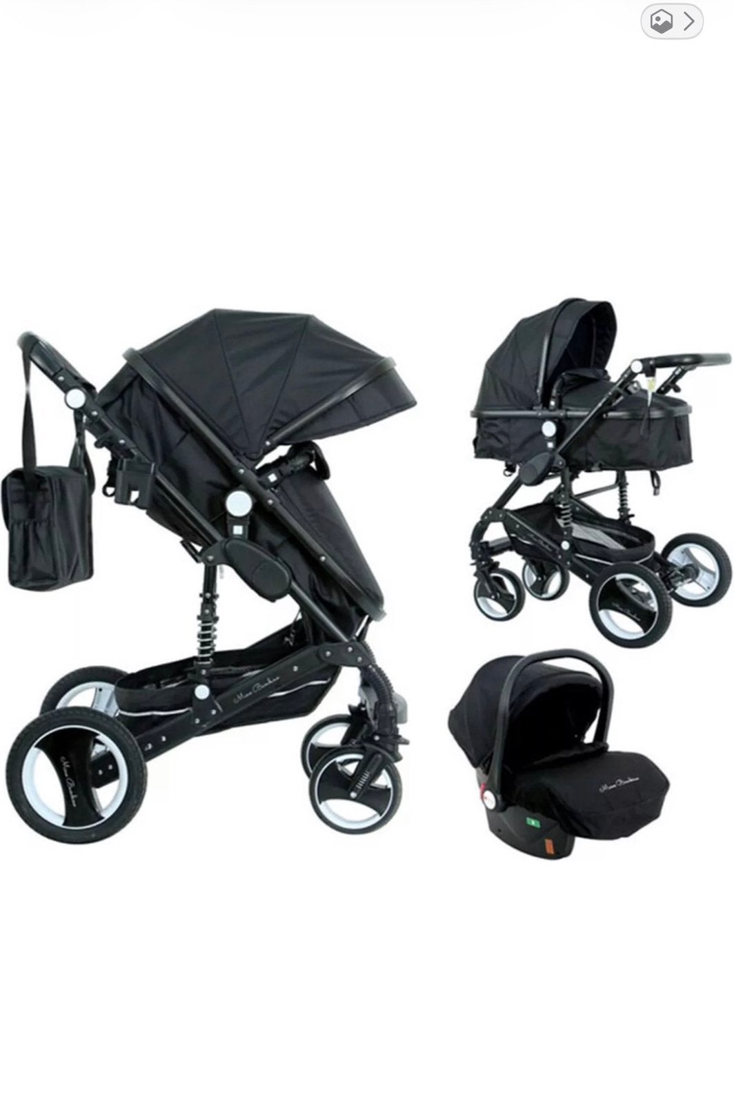 Mino Bambino Kinderwagen Kinderwagen 3-in-1 Inklapbaar Zwart, Ophalen of Verzenden, Gebruikt