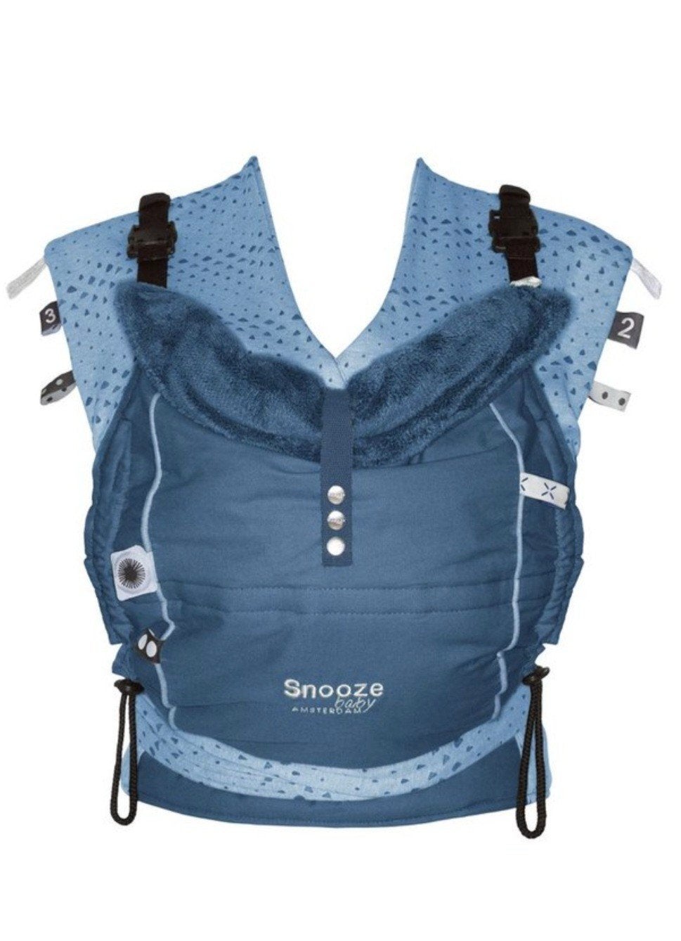 Snooze Baby Kiss & Carry Draagzak - Indigo Blue, Overige merken, Ophalen of Verzenden, Zo goed als nieuw, Buik