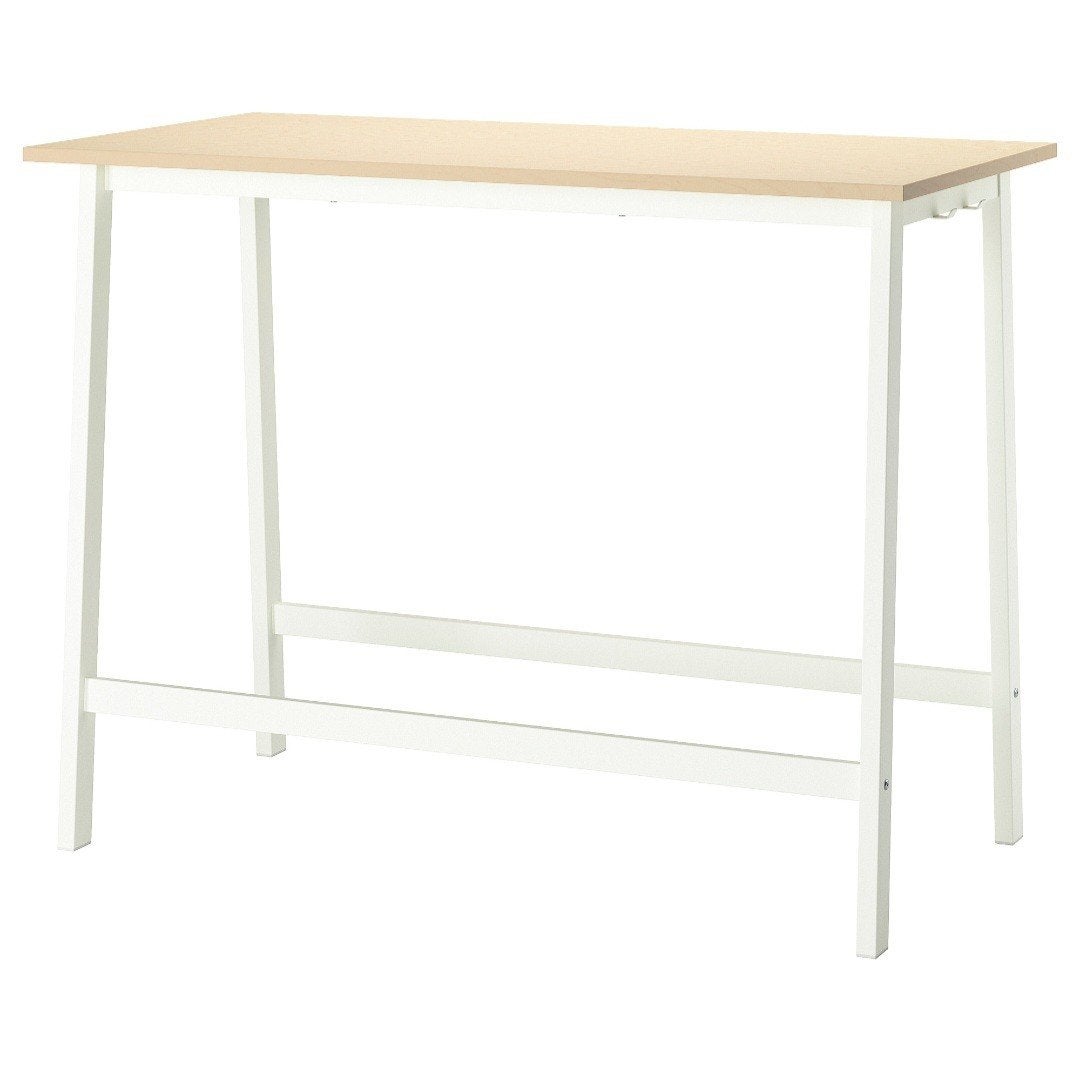 IKEA MITTZON Vergadertafel, berkenfineer/wit, 140x68x105 cm, 100 tot 150 cm, Modern, Scandinavisch, 50 tot 100 cm, Zo goed als nieuw