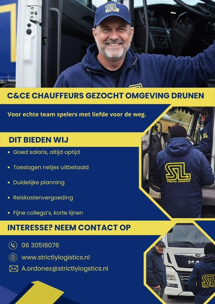 CHAUFFEURS C / CE GEZOCHT (Den Bosch e.o.), Vacatures, Overige uren, Overige niveaus, Starter, Overige vormen