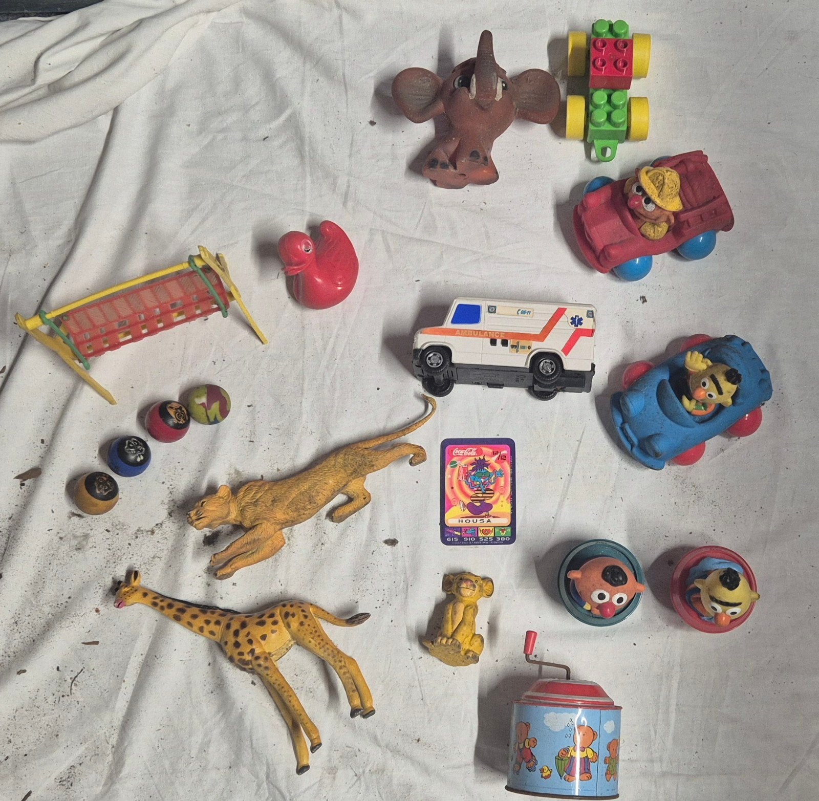 Vintage speelgoed set - Bert & Ernie, dieren en meer!, Kinderen en Baby's, Ophalen of Verzenden, Gebruikt, Jongen of Meisje