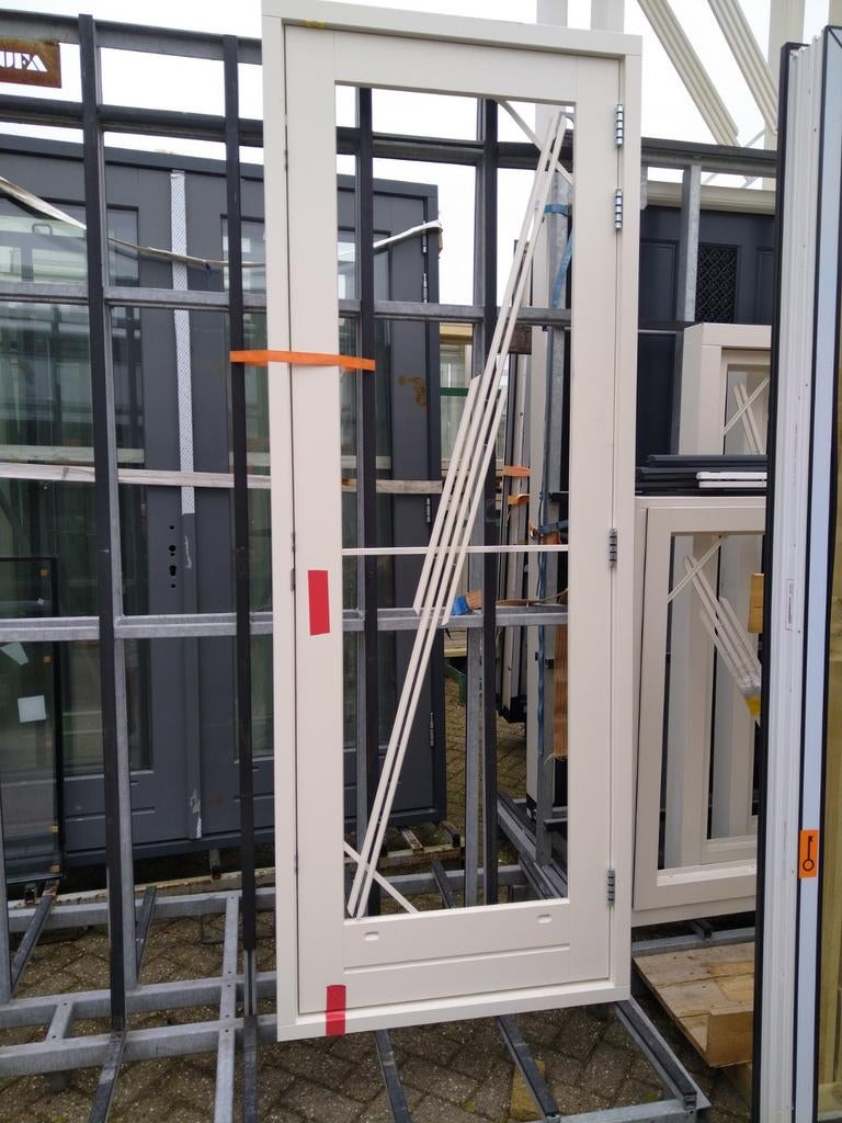 Hardhout kozijn met loopdeur, 80 tot 100 cm, 215 cm of meer, Ophalen of Verzenden, Buitendeur
