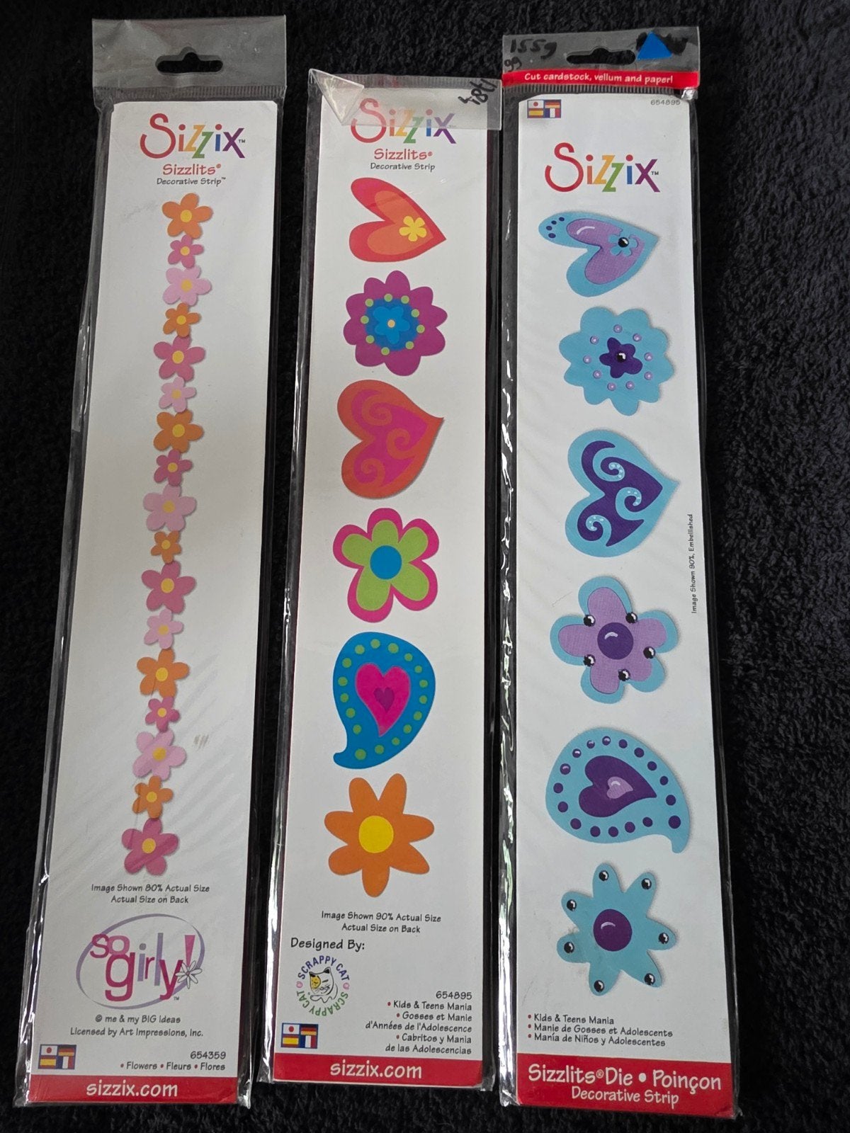 Sizzix Decorative Strips - Bloemen en Harten (Nieuw), Geschikt voor snijden, Nieuw, Meerkleurig, Kunststof