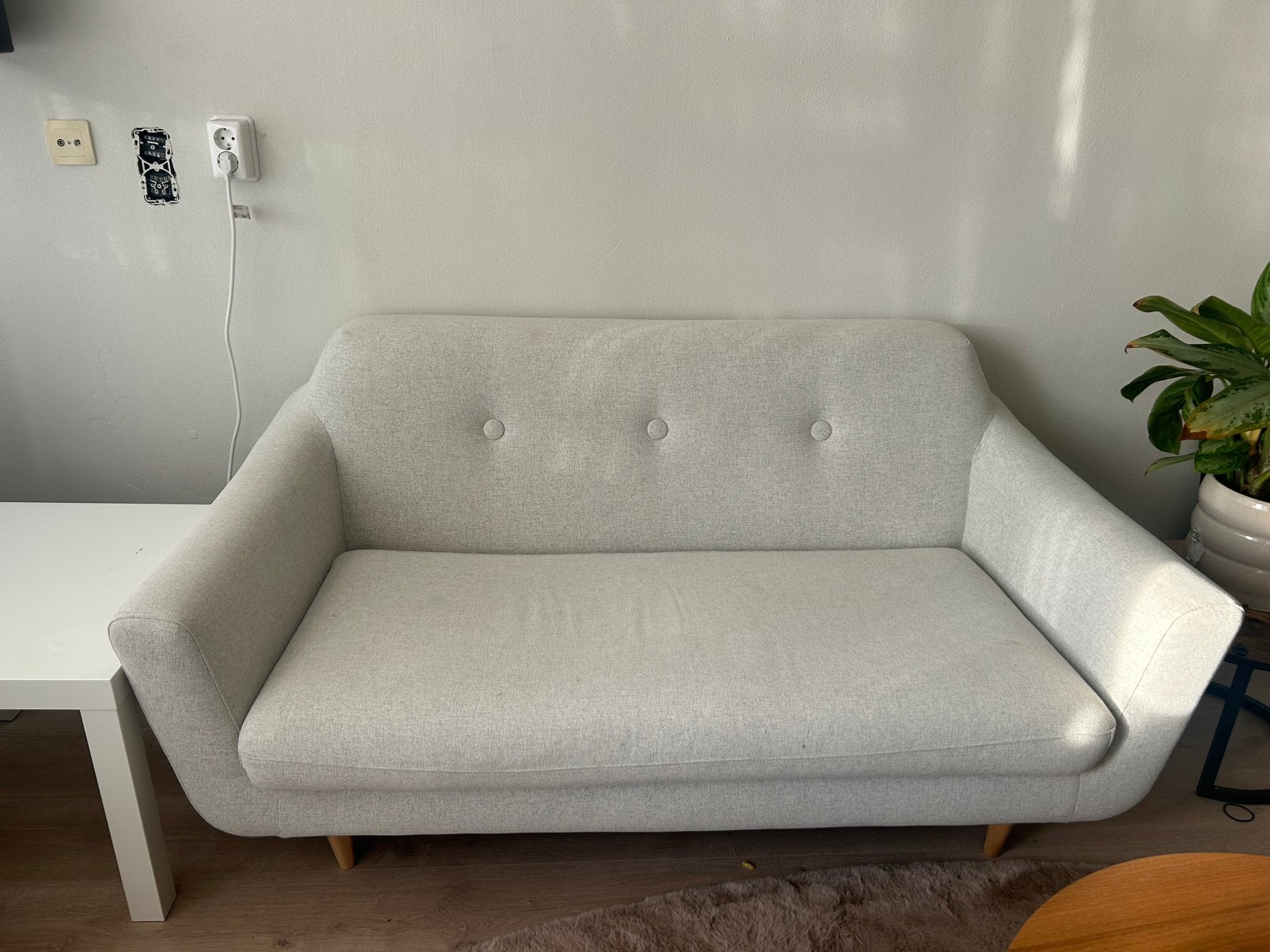 Klubfors 2-zits bank grijs/beige, Huis en Inrichting, Ophalen, 75 tot 100 cm, Stof, Nieuw