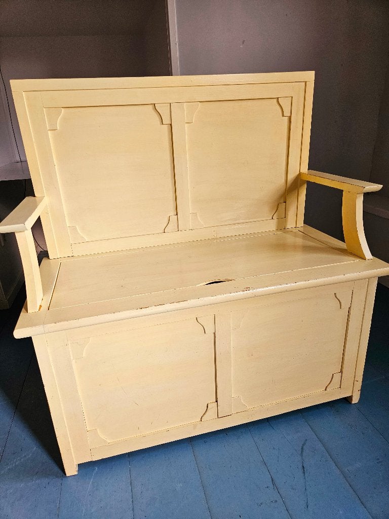Crèmekleurige klepbank, Huis en Inrichting, Ophalen, Gebruikt
