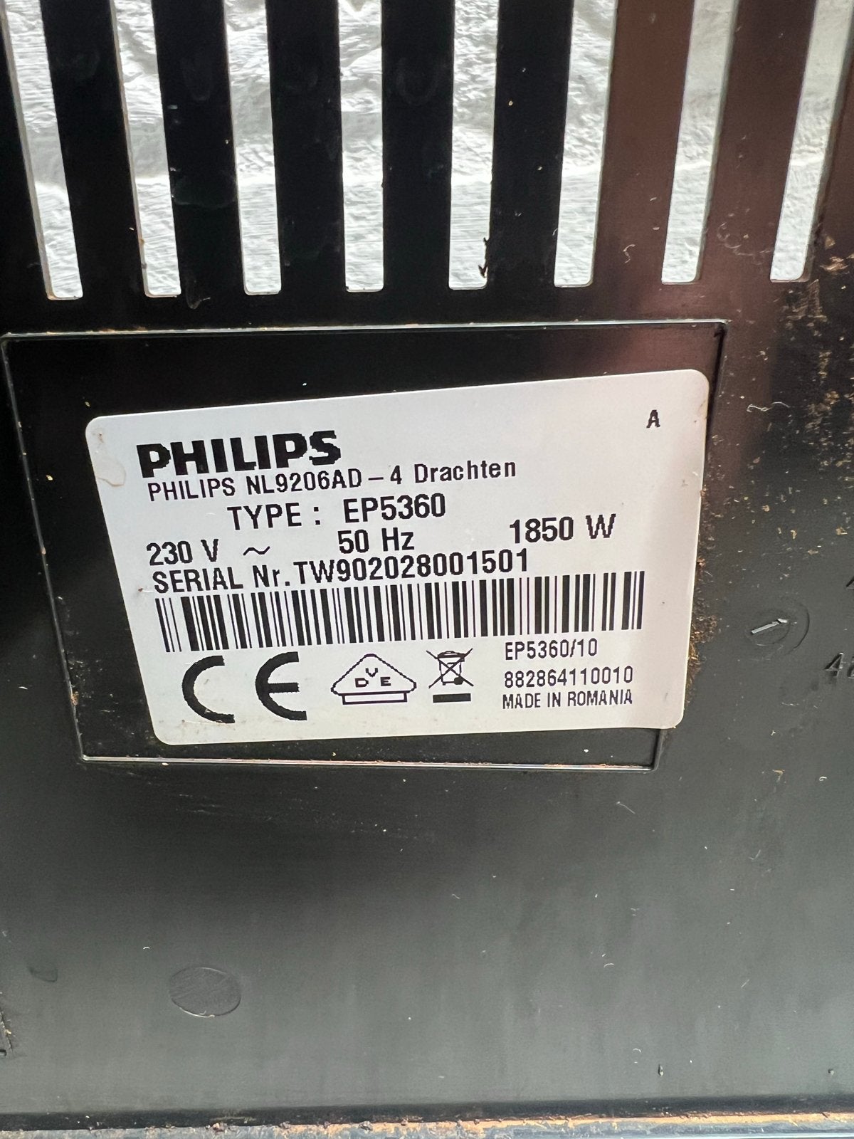 Philips EP5360 Volautomatische Espressomachine - Nieuwstaat, Ophalen, Afneembaar waterreservoir, Espresso apparaat, 10 kopjes of meer