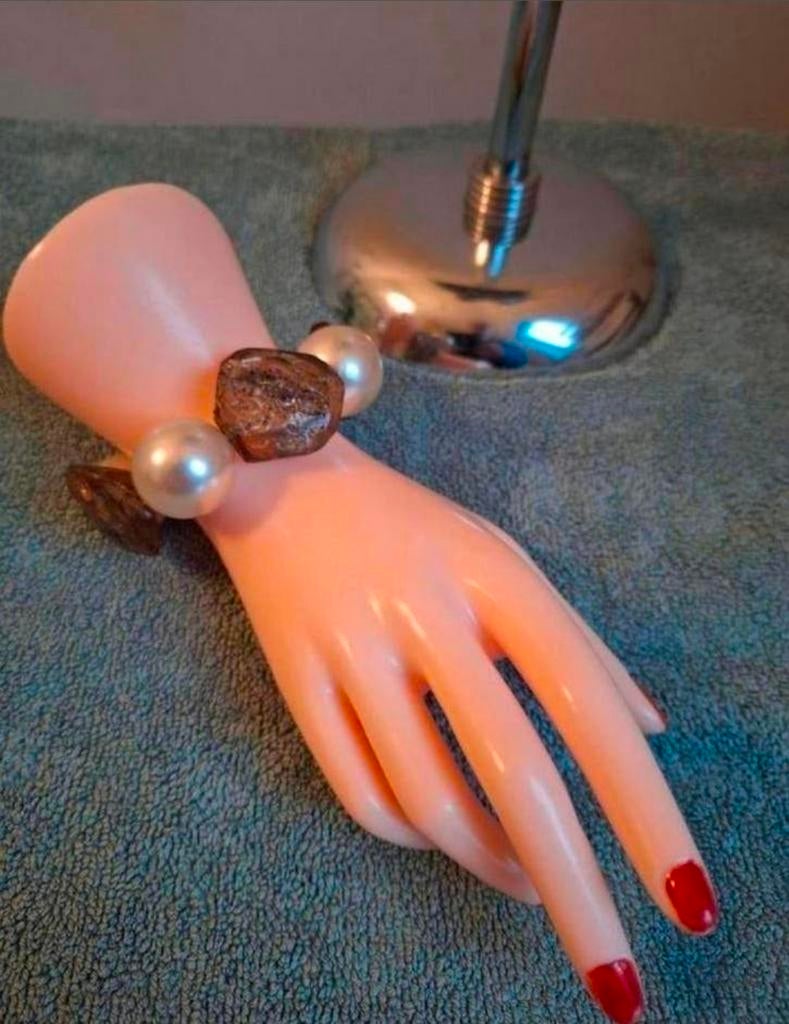 Manouk - armband grote parels, Sieraden, Tassen en Uiterlijk, Armbanden, Overige kleuren, Verzenden, Nieuw, Elastiek