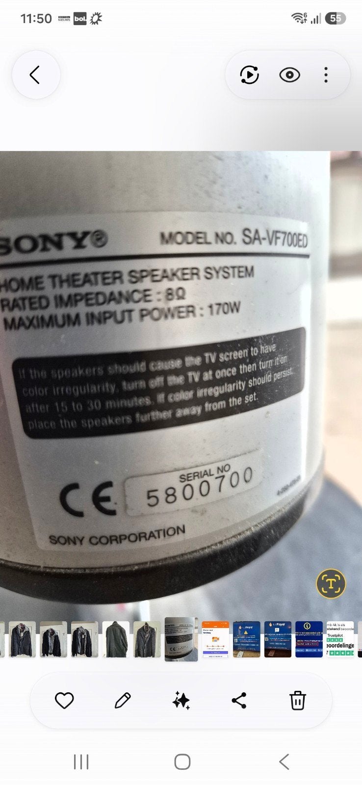 Sony SA-VF700ED Home Theater Speakersysteem, Ophalen, Gebruikt, 70 watt of meer, 5.1-systeem
