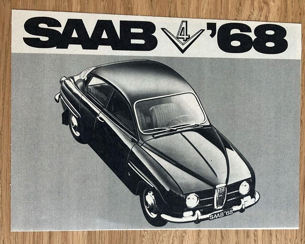 Vintage SAAB '68 reclame uit Scandinavisch magazine, Ophalen of Verzenden, Gebruikt, Overige typen