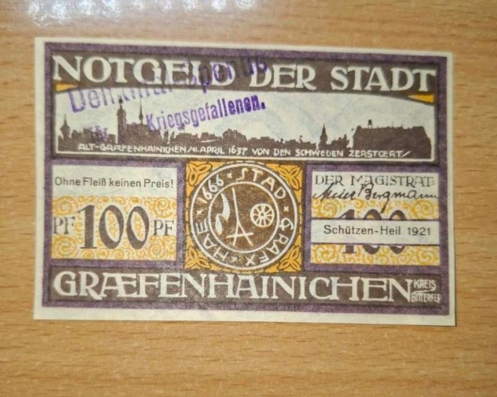 Duits Notgeld Gräfenhainichen Noodgeld, Ophalen of Verzenden, Duitsland