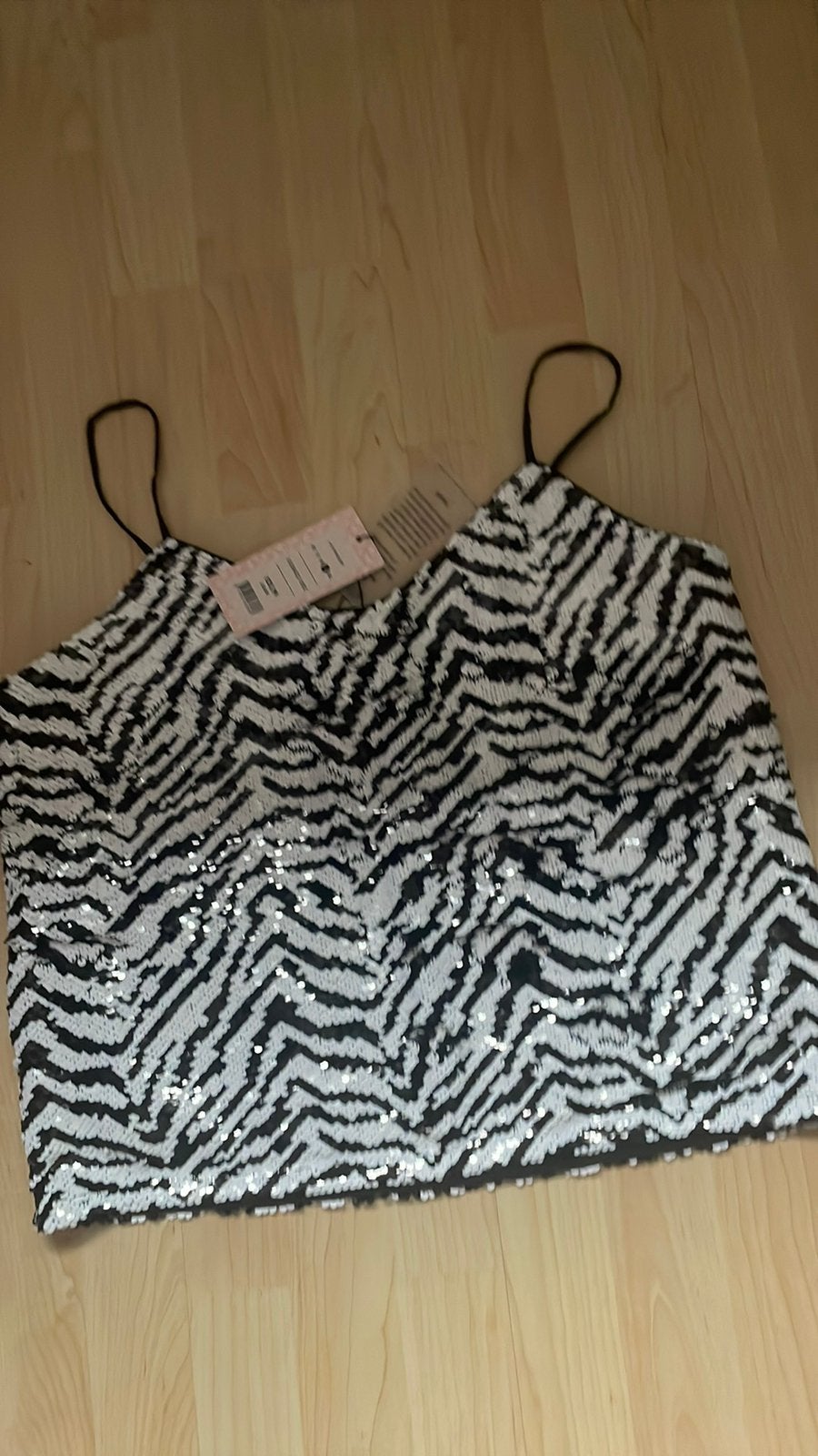 Nieuw zwart wit GLITTER TOP MAAT L, Ophalen of Verzenden, Nieuw, Maat 38/40 (M), Zwart