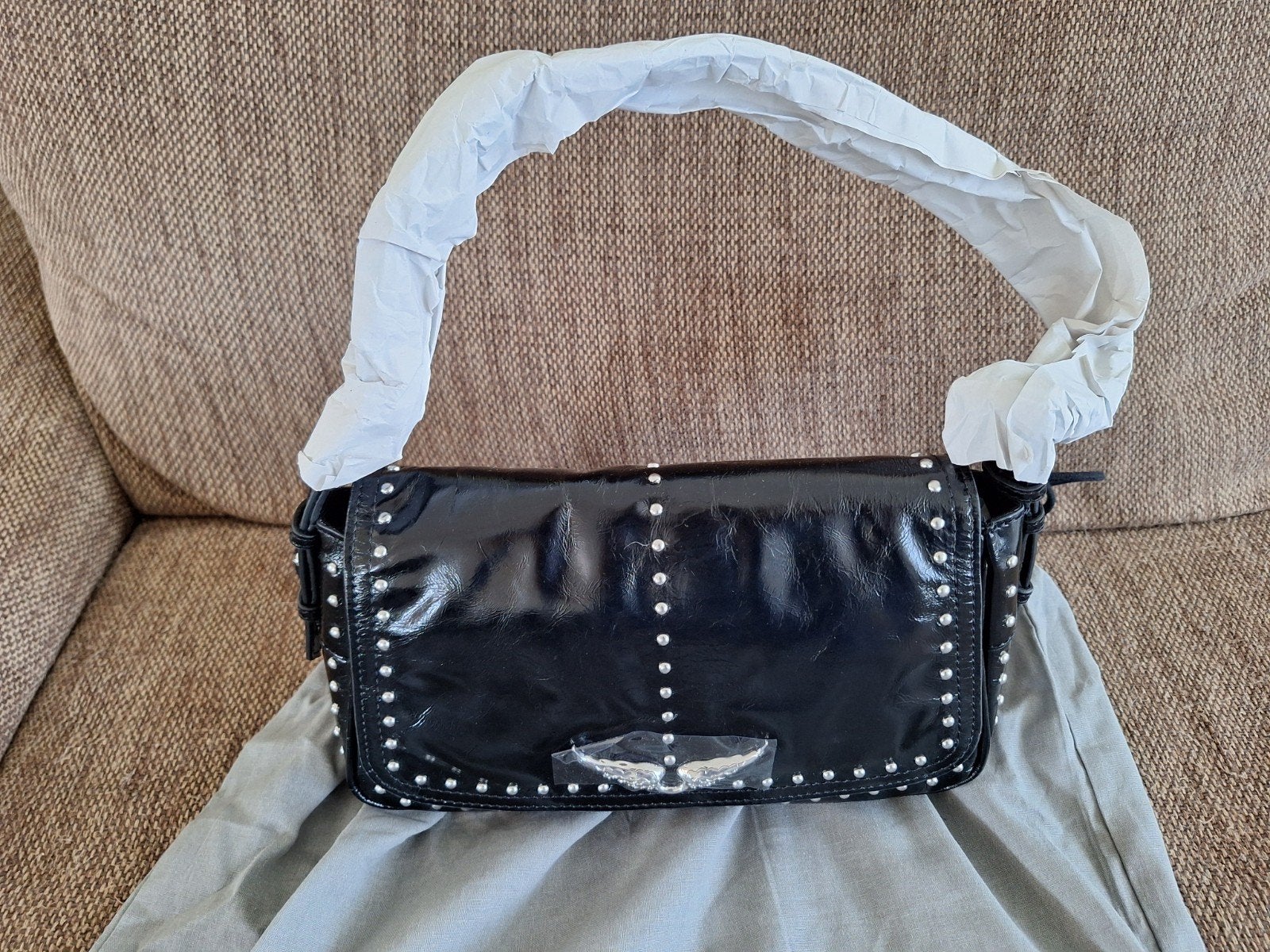 Zadig & Voltaire Rock Nano Studded Schoudertas Zwart, Ophalen of Verzenden, Nieuw, Zwart, Handtas