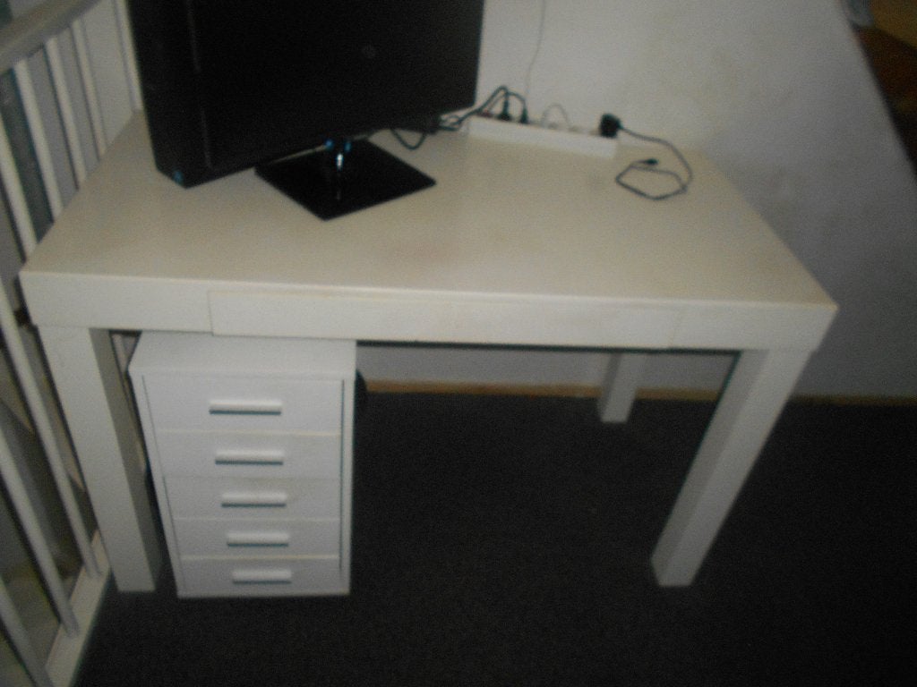 leuk handig bureautje 120x60x75cm met lade en ladeblok, Ophalen, Gebruikt, 120 cm, Demontabel