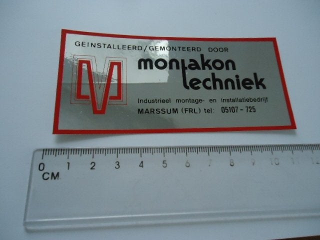 sticker oud Marssum friesland Montakon techniek retro, Verzenden, Zo goed als nieuw, Bedrijf of Vereniging