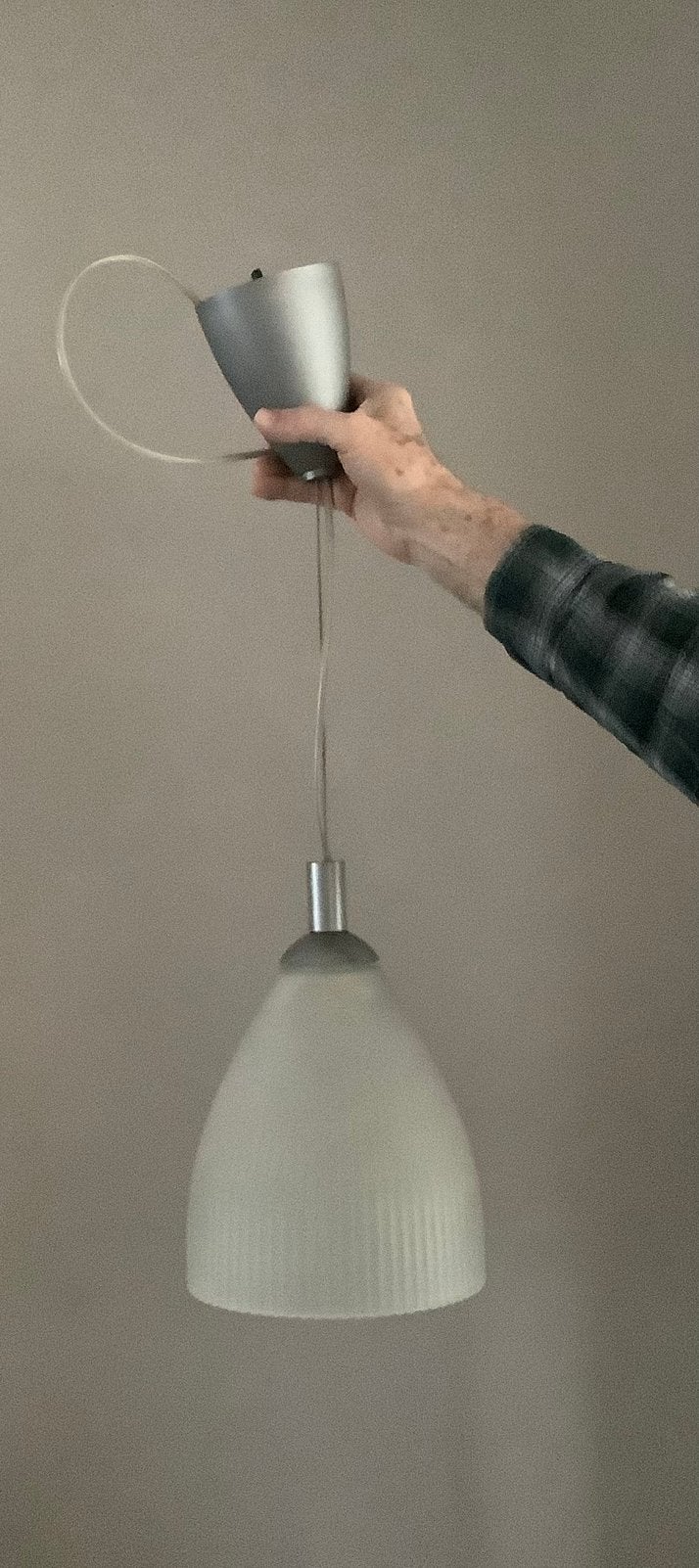 Hanglamp mat glas met pendel, Ophalen of Verzenden, Gebruikt, Glas