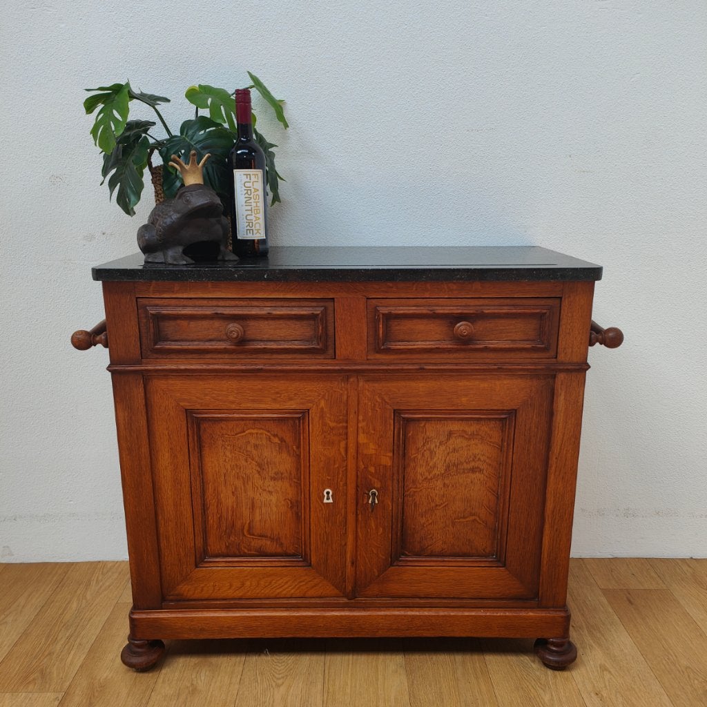 Vintage Antiek dressoir commode ladekast met marmer blad 508, Valkenswaard, Gebruikt, 100 tot 150 cm, Info@flashbackfurniture.nl