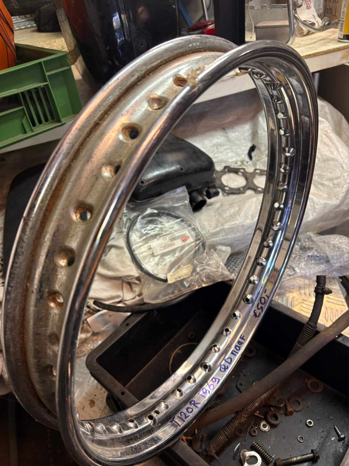 18 inch Stalen velg voor Triumph T120, Ophalen of Verzenden, Gebruikt