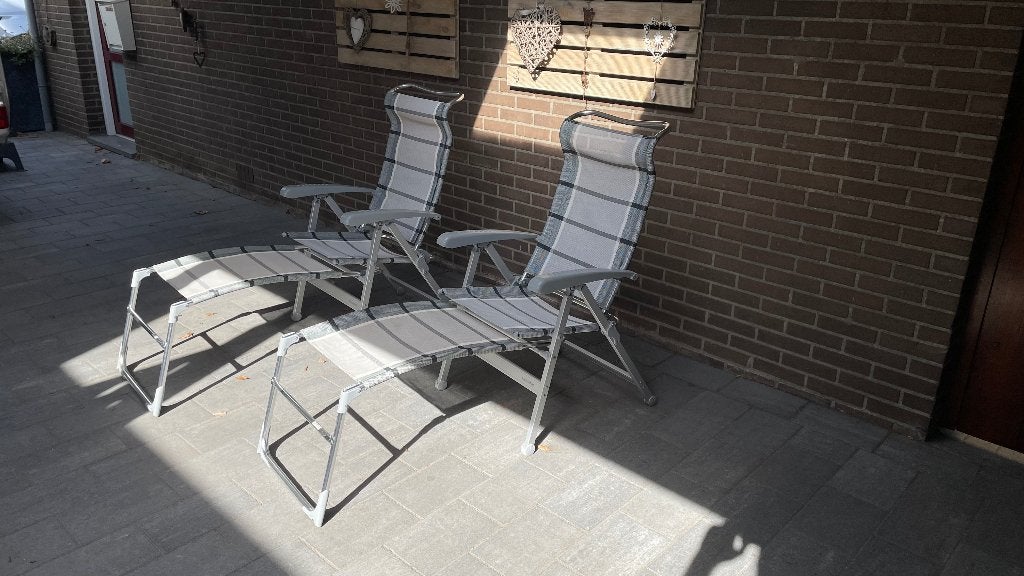 2 stuks Dukdalf campingstoelen met voetenbankjes, Ophalen, Gebruikt, Campingstoel