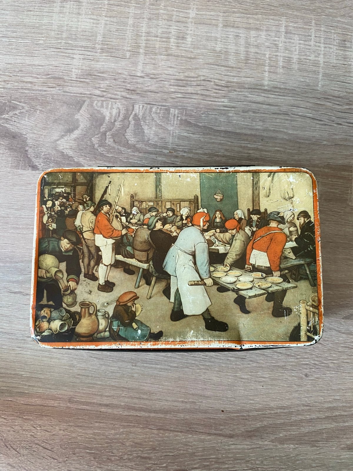 De Gruyter blik 1953 'De boerenbruiloft' van Breughel, Ophalen of Verzenden, Gebruikt, Overige, Overige merken