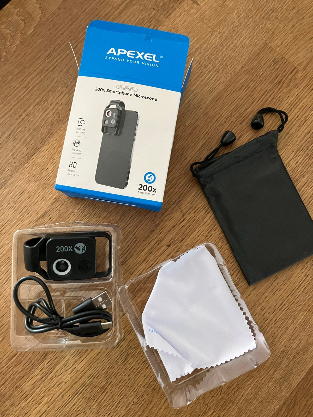 APEXEL 200x Smartphone Microscoop - Nieuw in doos, Ophalen of Verzenden, Nieuw, Minder dan 400x, Onderdelen of Toebehoren