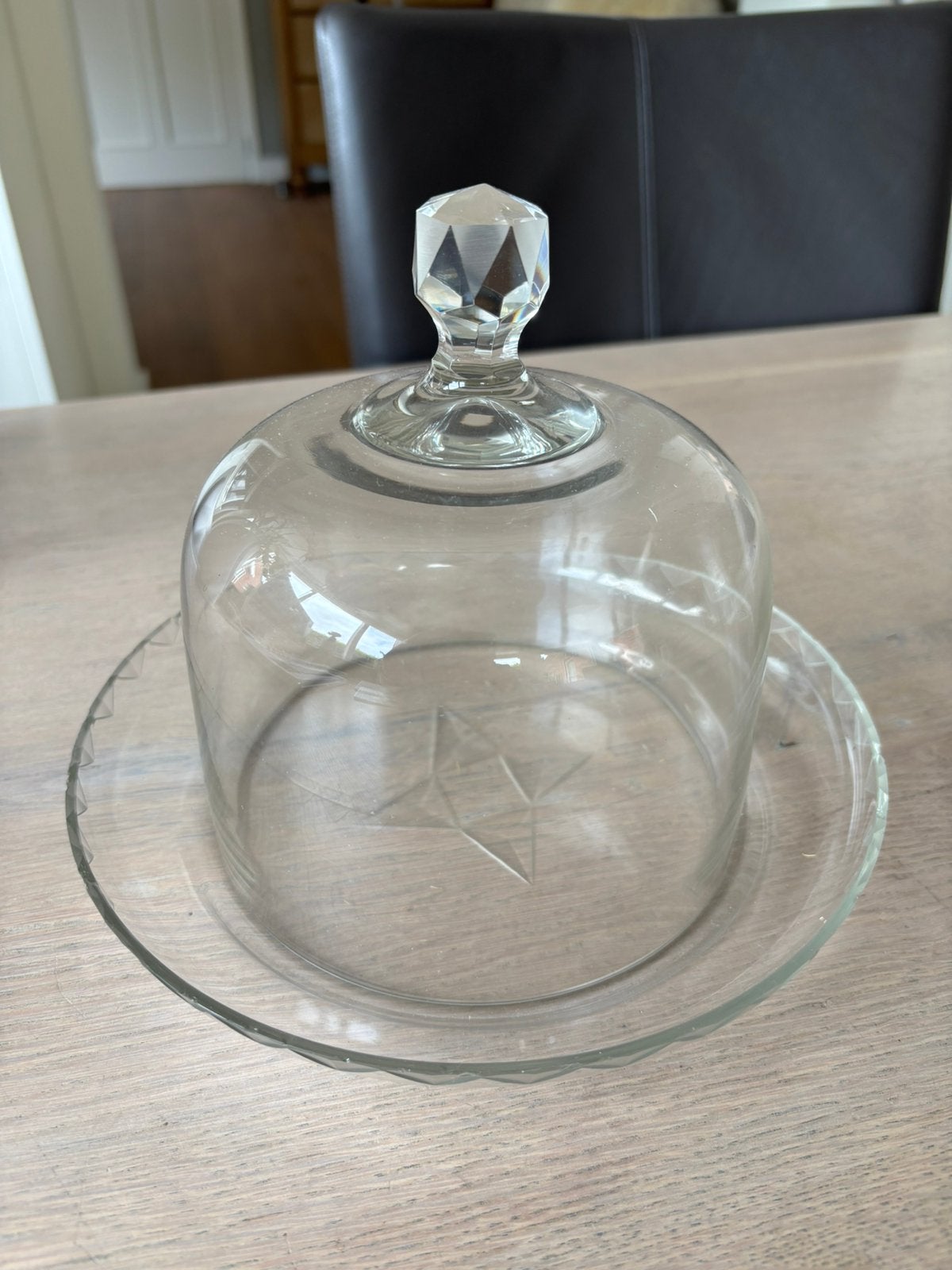 stolp met fascet geslepen glas+bord, Ophalen of Verzenden, Gebruikt