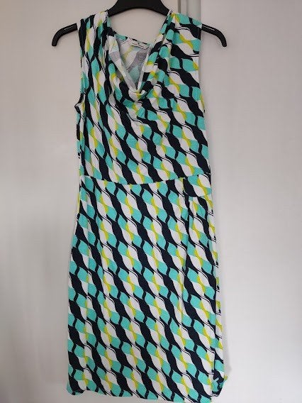 Tom Tailor mouwloze dames jurk met patroon motief, Maat 38/40 (M), Meerkleurig, Zo goed als nieuw, Boven de knie