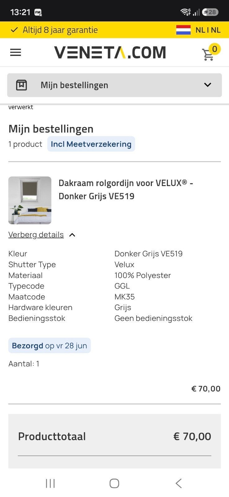 VELUX Dakraam Rolgordijn Donker Grijs VE519, Overige merken, Inclusief montageonderdelen, Nieuw, Ophalen of Verzenden