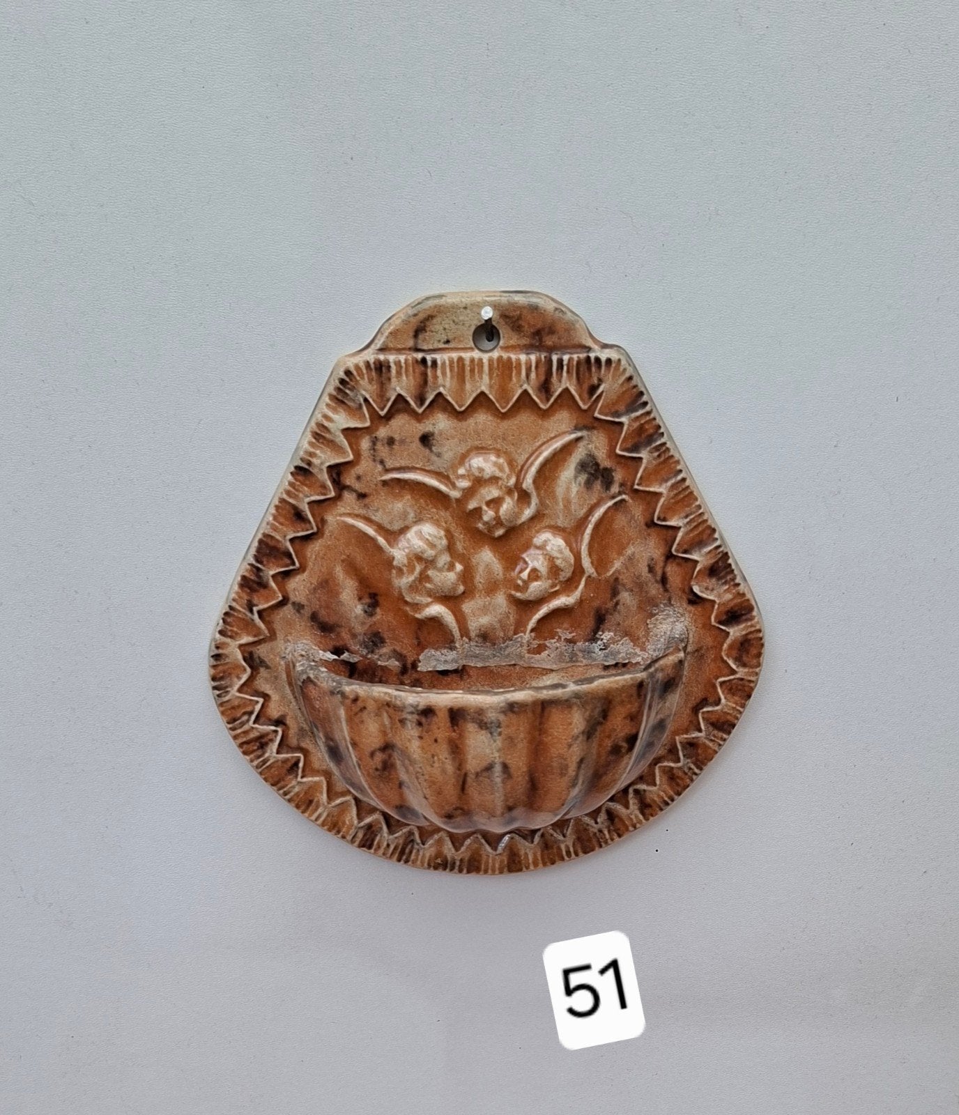 Antiek wijwaterbakje met engeltjes, Ophalen of Verzenden