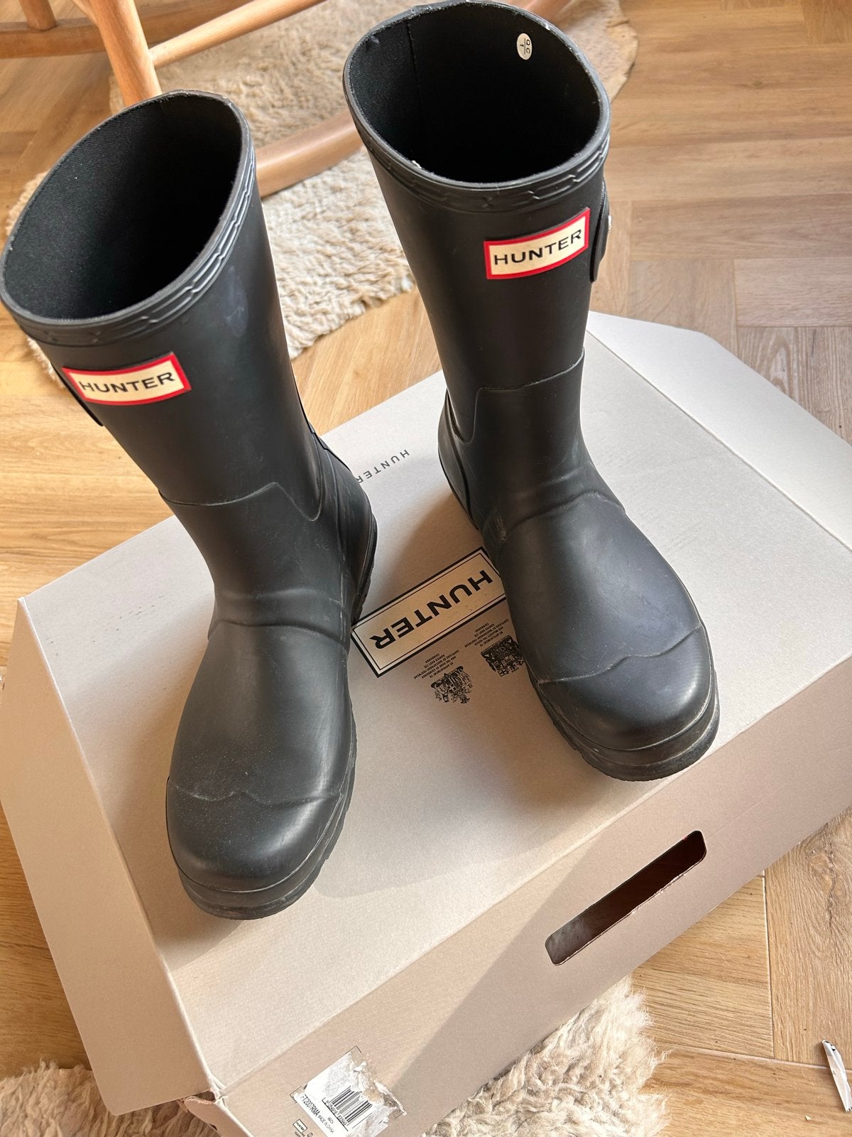 Hunter Original Short Regenlaarzen Zwart Maat 40/41 (uk7), Ophalen of Verzenden, Zo goed als nieuw, Regenlaarzen