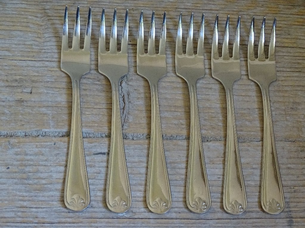 6x Taartvorkje, Sola Exclusief, met Waaiertje, z.g.a.n.