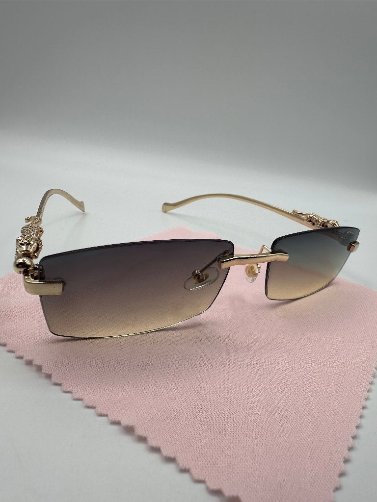Grijs bruin glazen zonnebril panter monteur unisex, Ophalen of Verzenden, Bruin, Overige merken