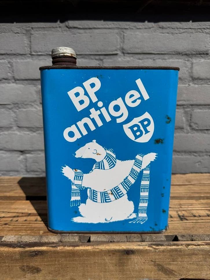 Vintage BP Antigel blik - Decoratieve olieblik, Ophalen of Verzenden