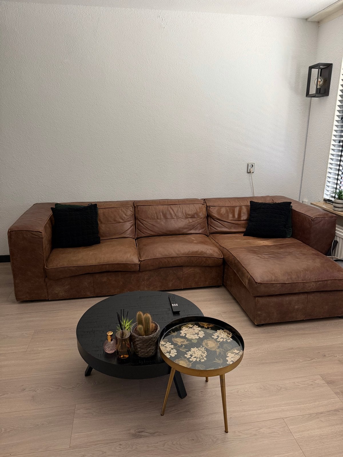 Leren hoekbank bruin - Comfortabel en stijlvol, 250 tot 300 cm, Gebruikt, Hoekbank, Leer