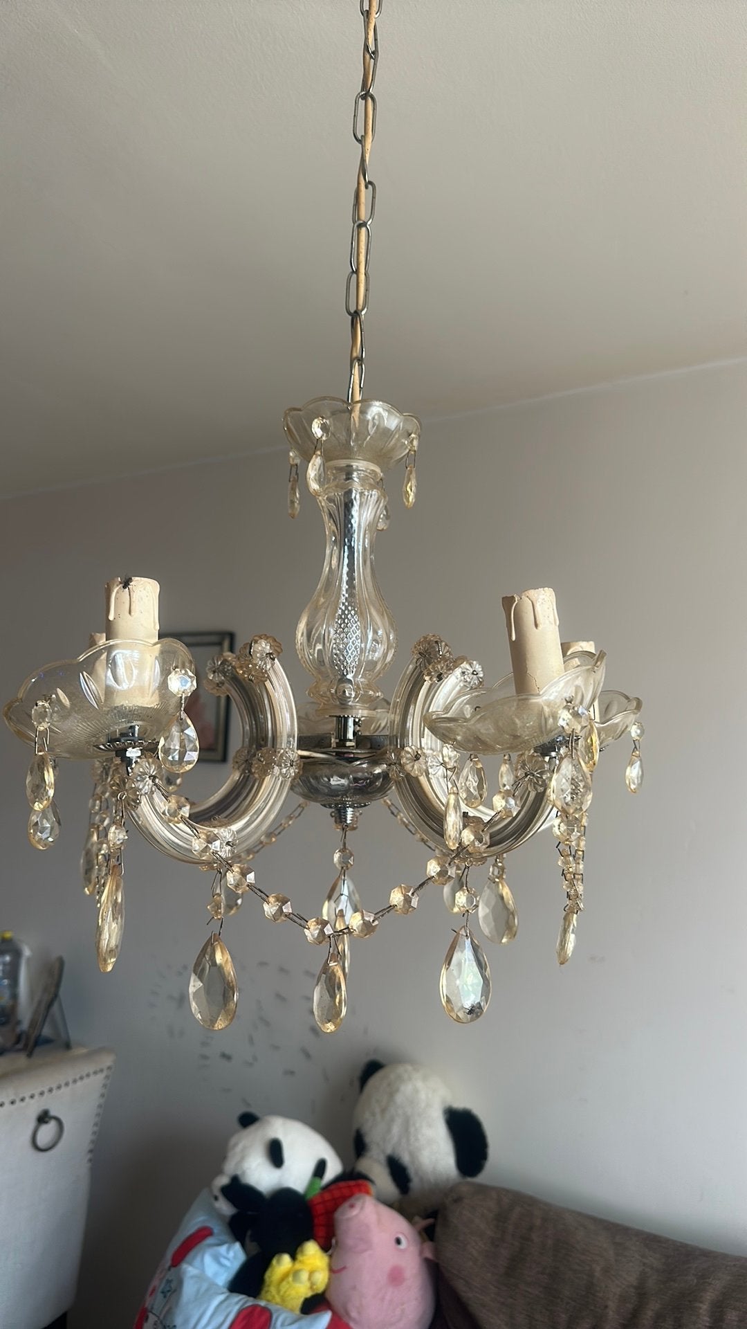 2 kroonluchters, Huis en Inrichting, Lampen | Kroonluchters, Ophalen of Verzenden, Zo goed als nieuw, Glas